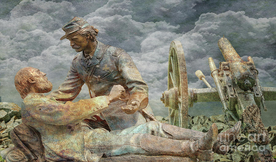 Friend to Friend Monument Gettysburg Cannon Digital Art by Randy Steele