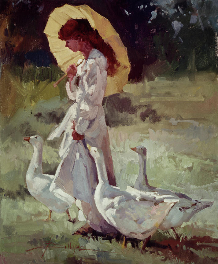Friendly Flock Painting by Elizabeth - Betty Jean Billups