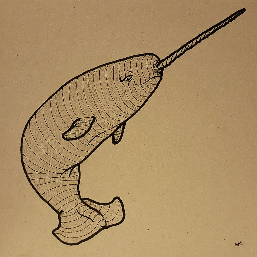 Friendly Narwhal Drawing by Static Wanderer Fine Art America