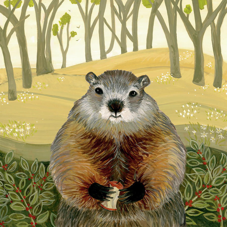 Animal Painting - Friendly Woodchuck by Jean Ruth
