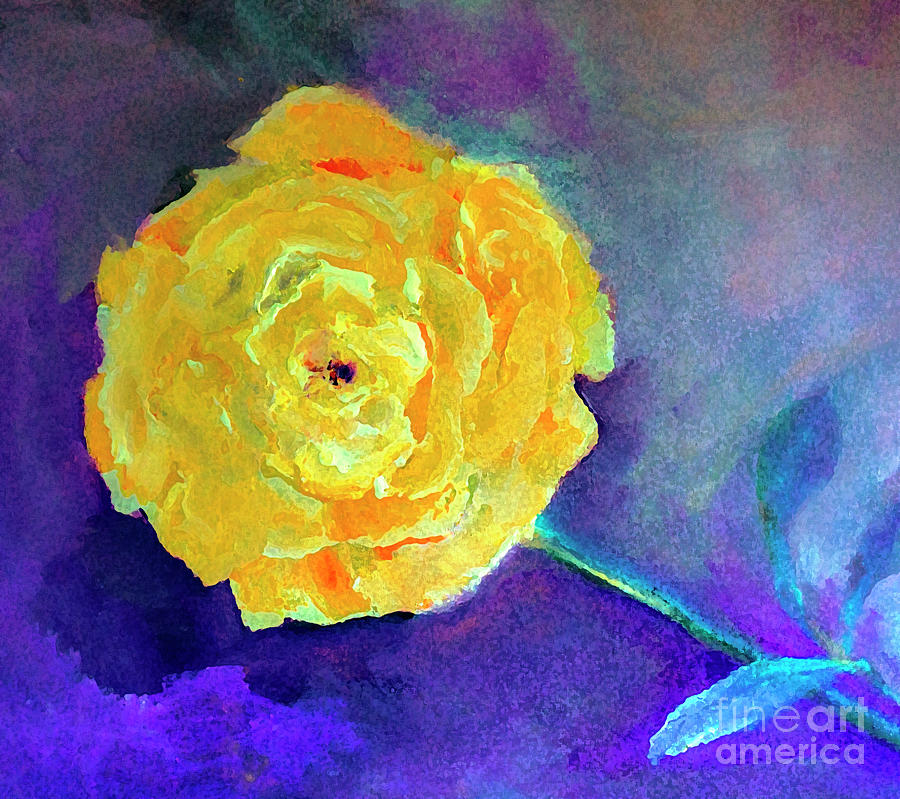 Friendly Yellow Rose Painting Digital Art by Lisa Kaiser