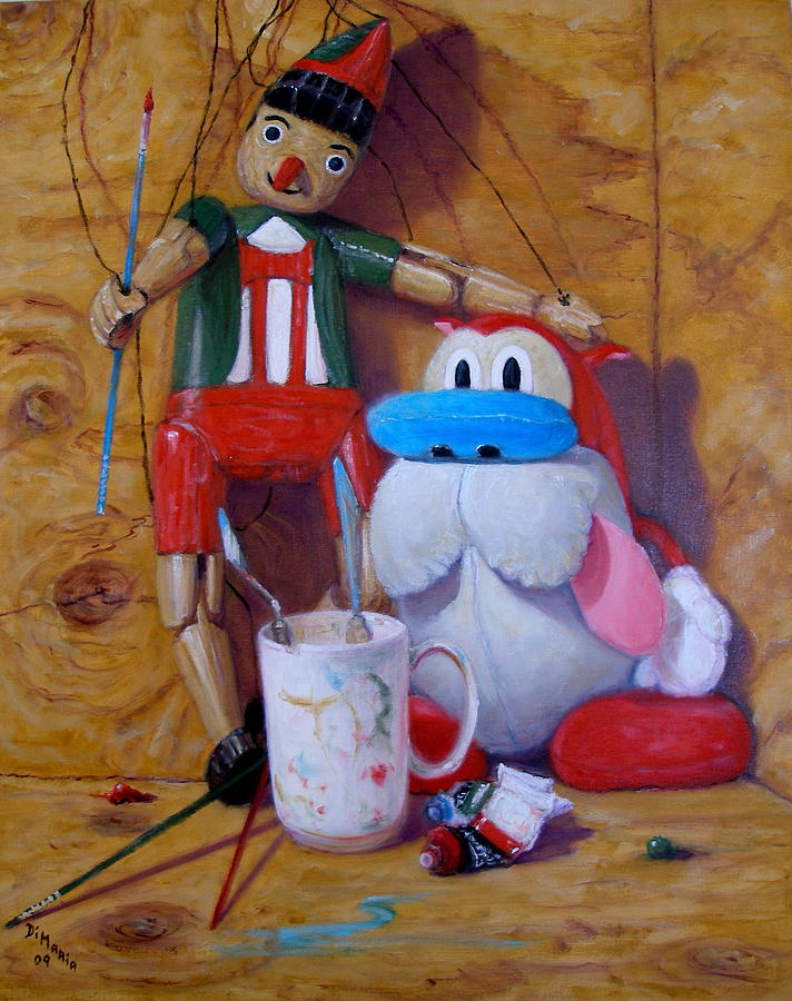Friends 2  -  Pinocchio and Stimpy   Painting by Donelli  DiMaria