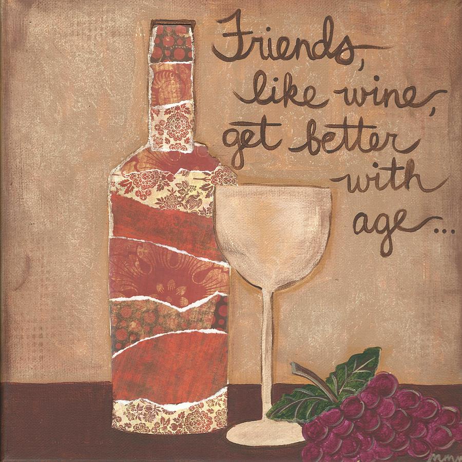 Friends and Wine Painting by Monica Martin