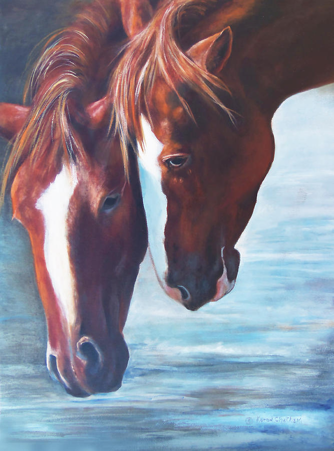 River Horse Painting - Friends For Life by Karen Kennedy Chatham
