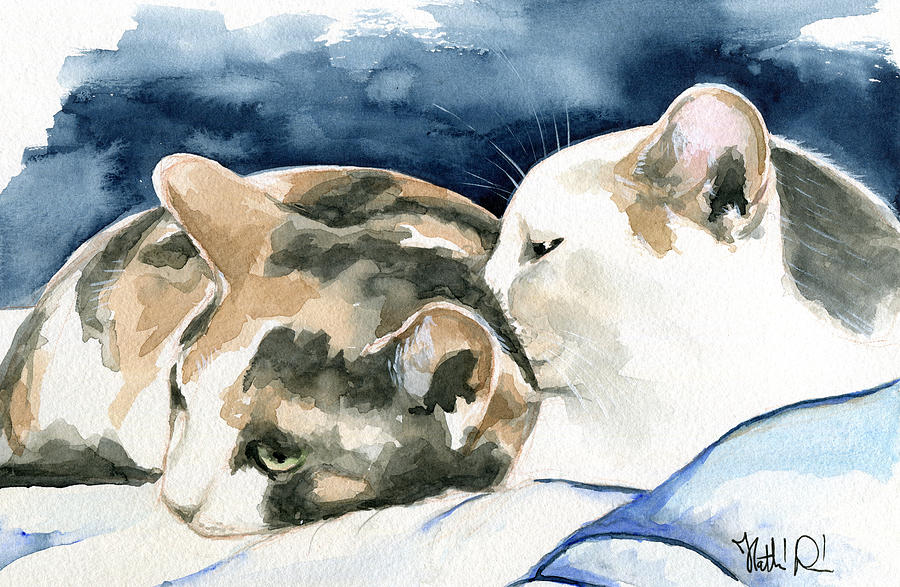 Friends Forever - Cat Painting Painting by Dora Hathazi Mendes