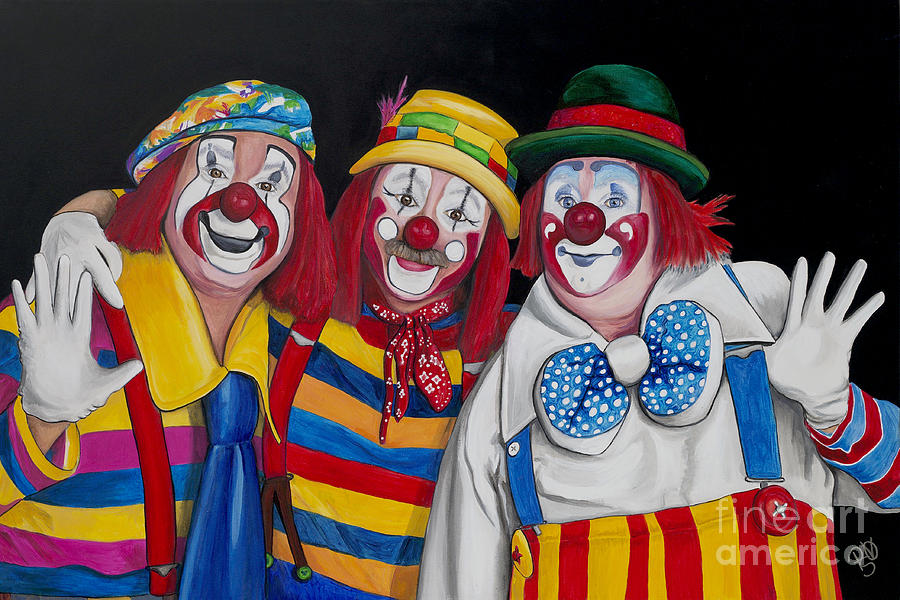 Clowns Painting - Friends Forever In Laughter  by Patty Vicknair