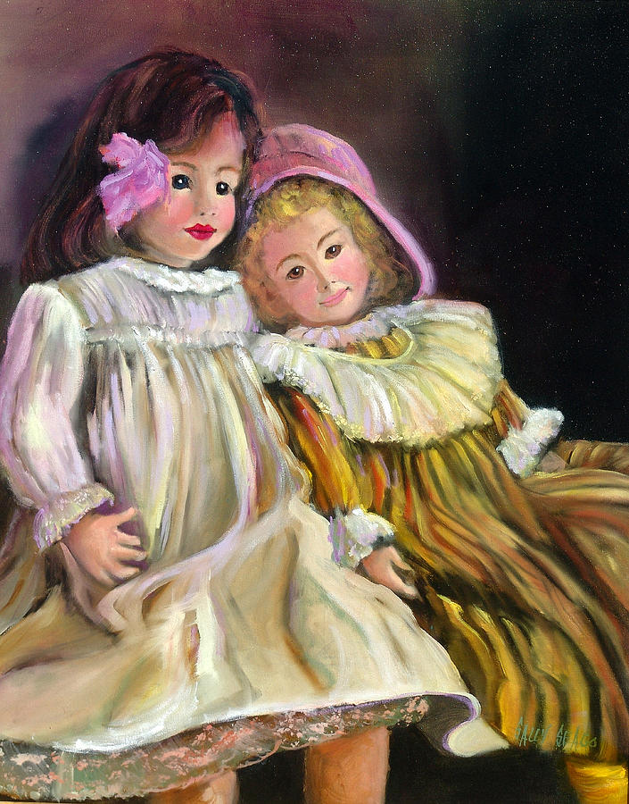 Doll Painting - Friends Forever by Sally Seago