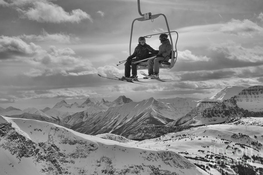 Friends In The Sunshine Village Skies Black And White Photograph by Adam Jewell