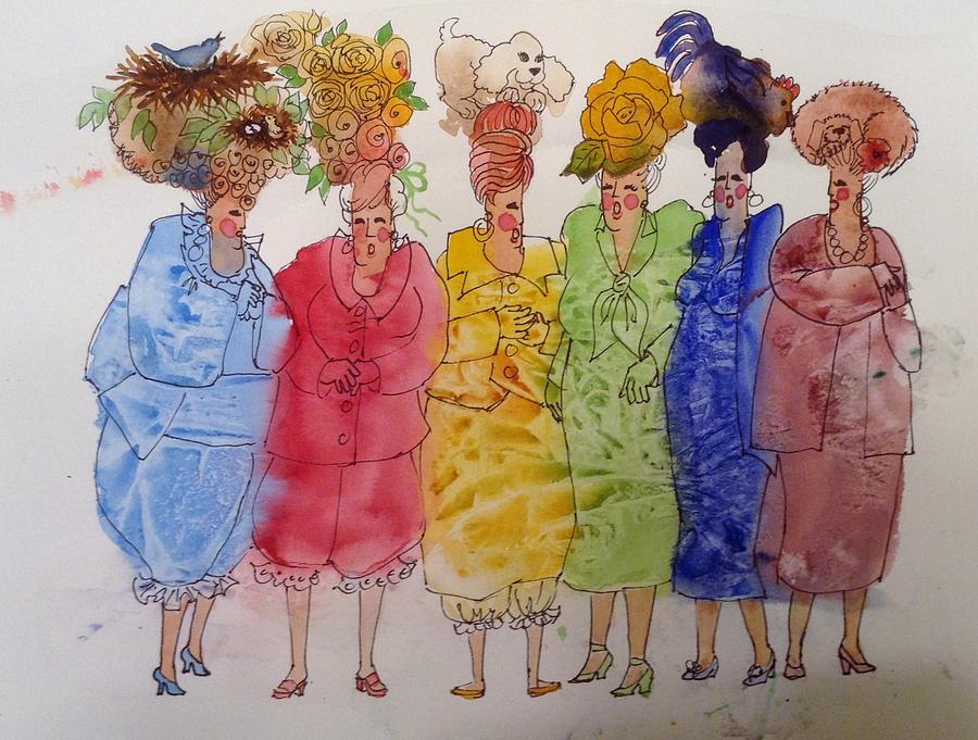 The Crazy Hat Society Painting by Marilyn Jacobson
