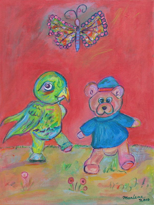 Parrot Painting - Friends by Marlene Robbins