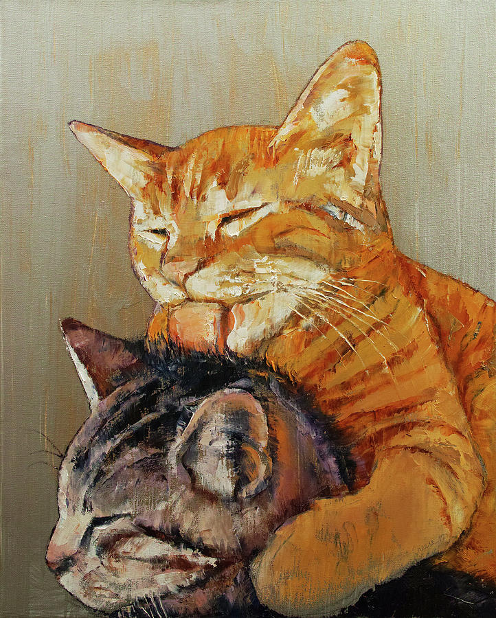 Cat Painting - Friends by Michael Creese