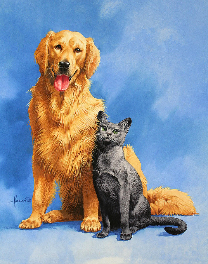 Friends on Blue Painting by MGL Meiklejohn Graphics Licensing