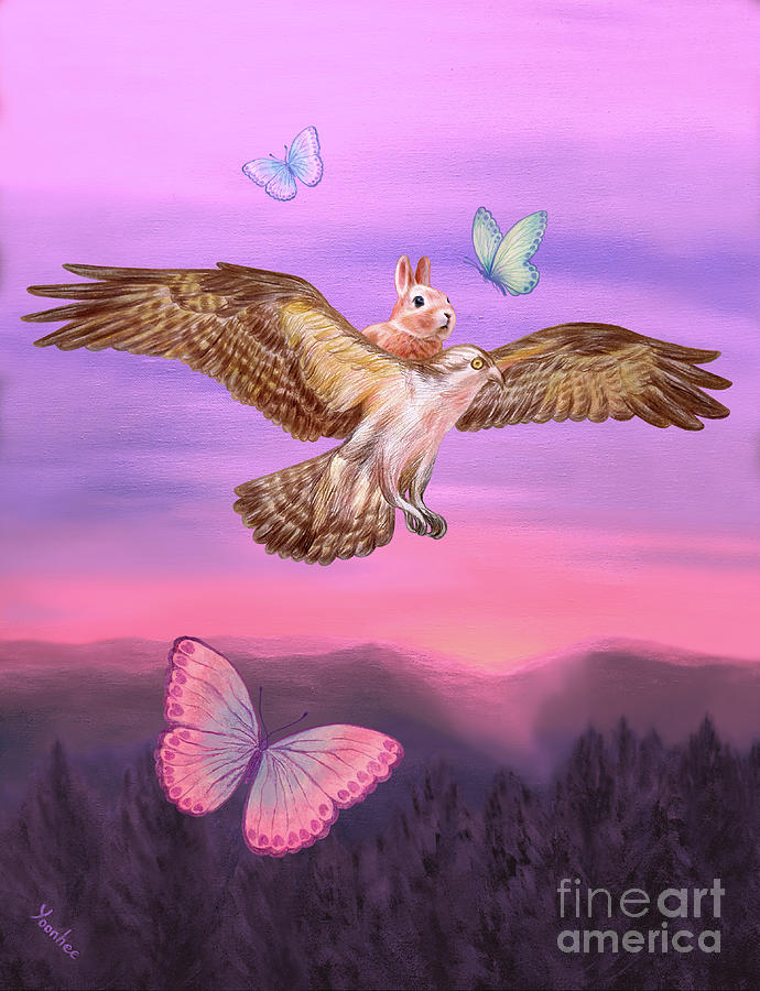 Butterfly Mixed Media - Friends Soaring Together by Yoonhee Ko