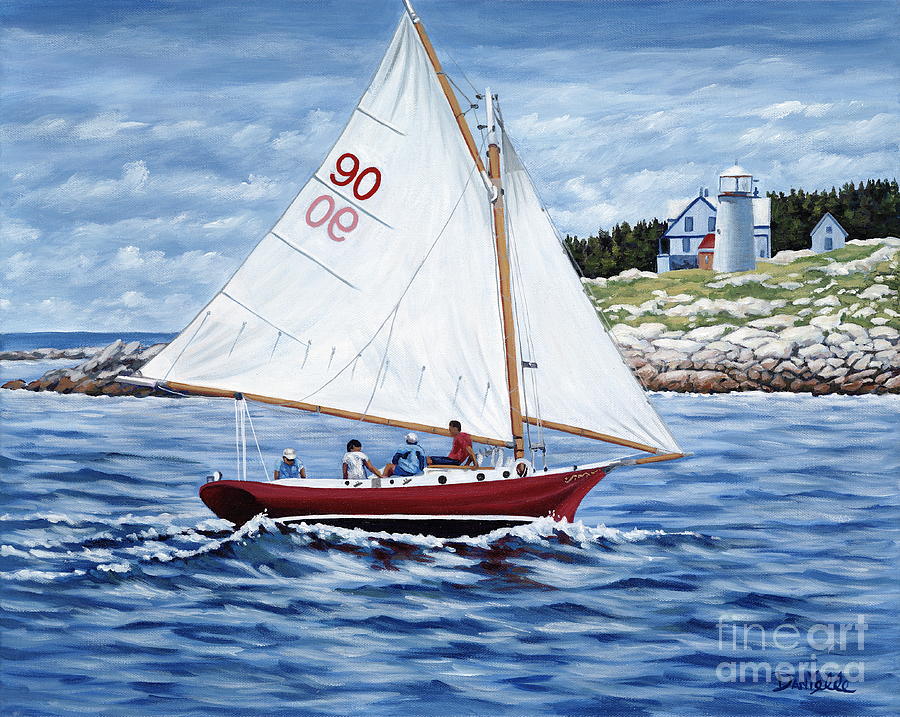 Lighthouse Painting - Friendship Sloop by Danielle Perry