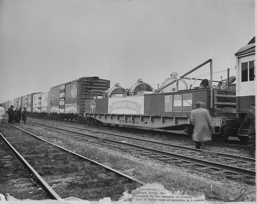 Friendship Train Carrying Spotlights - 1947 Photograph by Chicago and North Western Historical Society