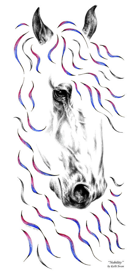 Friesian Horse Nobility Drawing by Kelli Swan