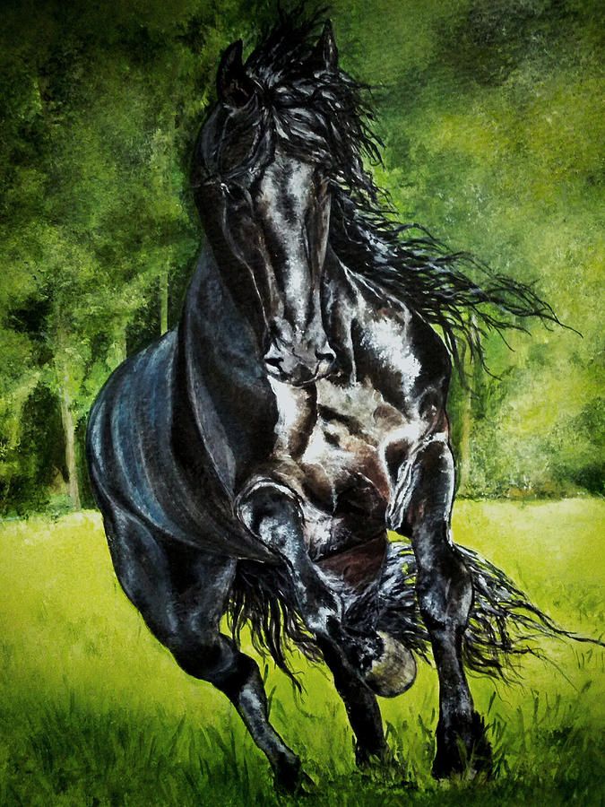 Nature Painting - Friesian in Spring by Vivian Casey Fine Art