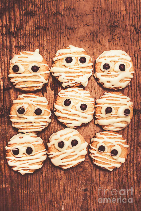 Frightened mummy baked biscuits Photograph by Jorgo Photography