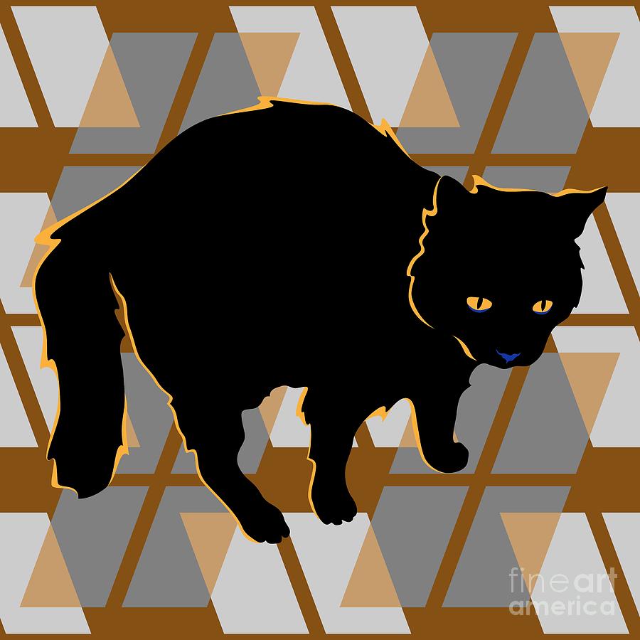 Frightful Black Halloween Cat Digital Art by MM Anderson