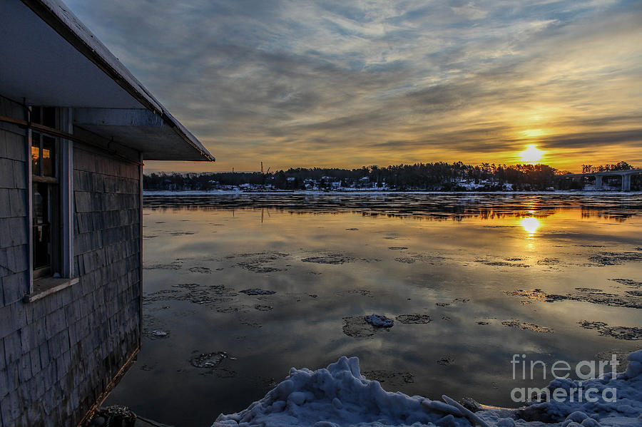 Winter Photograph - Frigid Sunrise in Maine by JoeFar Photos