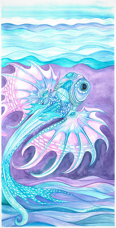 Frilled Fish Painting by Adria Trail