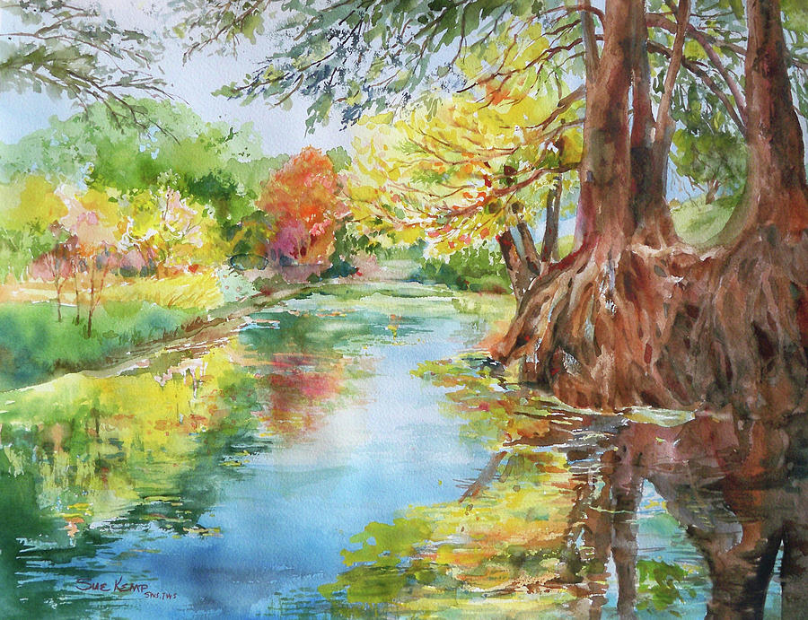 Frio River Reflections Painting by Sue Kemp