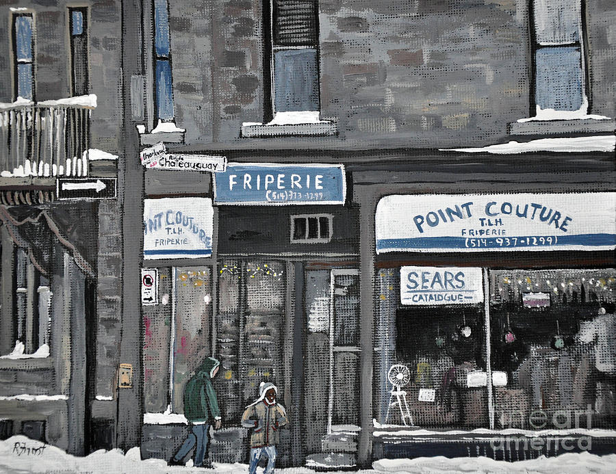 Friperie Point Couture Pte St. Charles Painting by Reb Frost