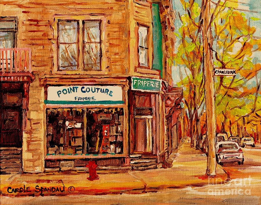 Friperie Pointe Couture Stores And Streets Of Verdun And Psc Canadian Paintings Carole Spandau Art Painting by Carole Spandau