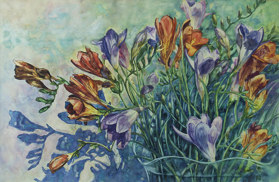 Flower Painting - Frishias by Rick Nederlof