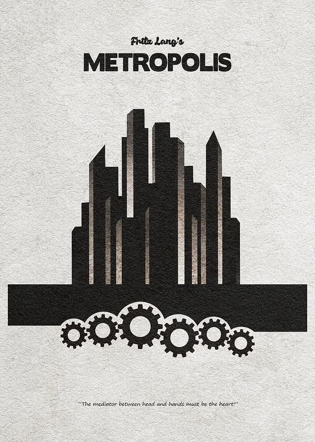 Typography Painting - Fritz Langs Metropolis Alternative Minimalist Movie Poster by Inspirowl Design
