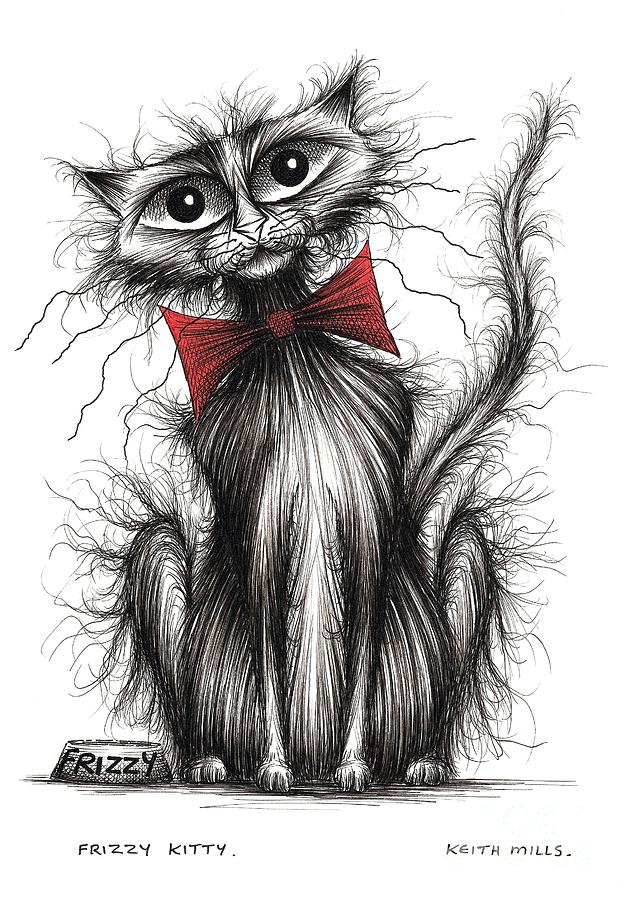 Frizzy kitty Drawing by Keith Mills