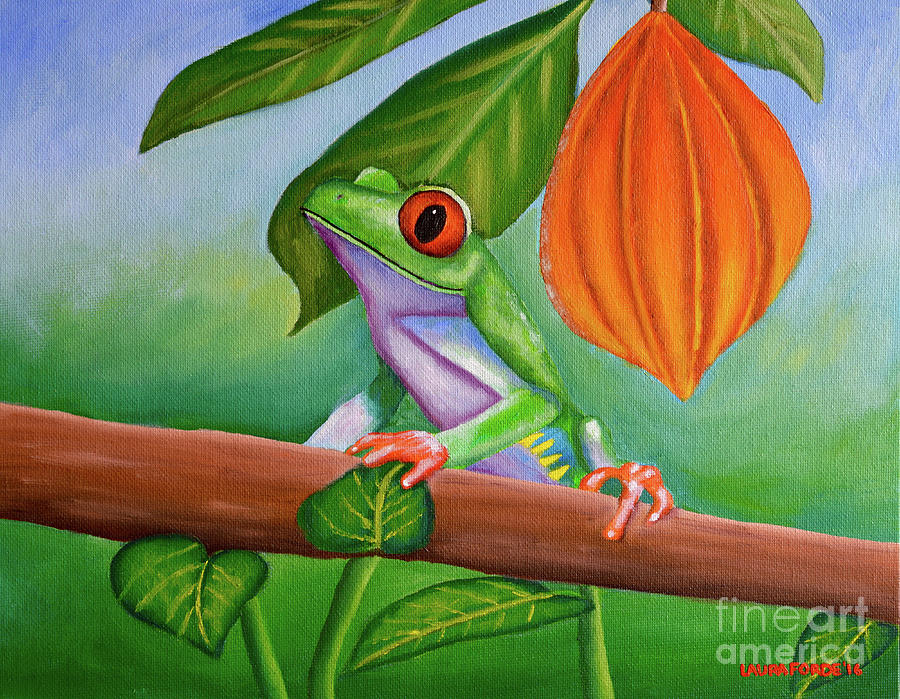 Frog and Cocoa Pod Painting by Laura Forde
