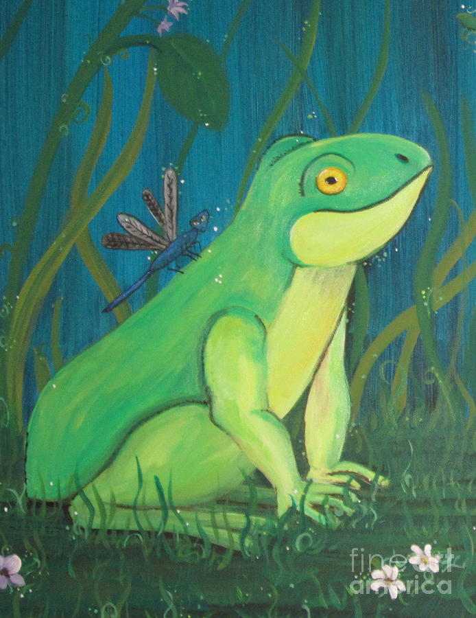 Frog and Dragonfly Painting by Dream In Color - Fine Art America