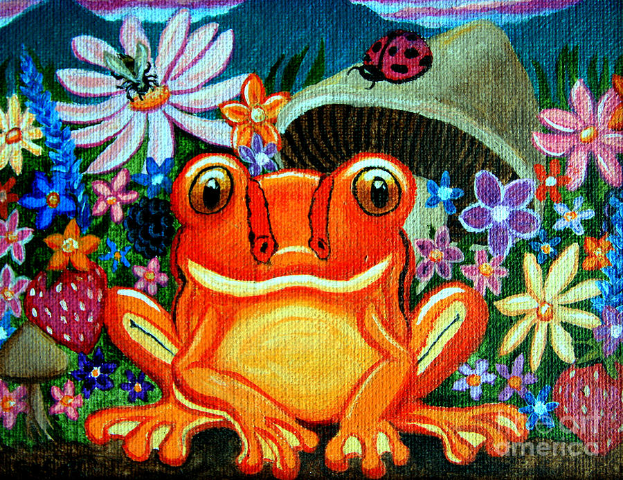 Frog And Flowers Painting