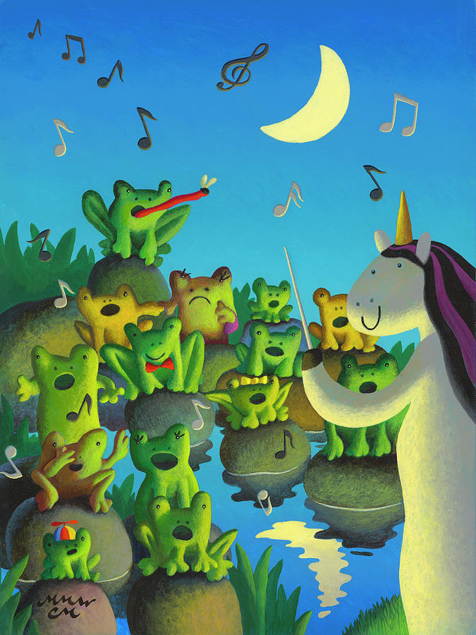Frog Choir Painting by Chris Miles