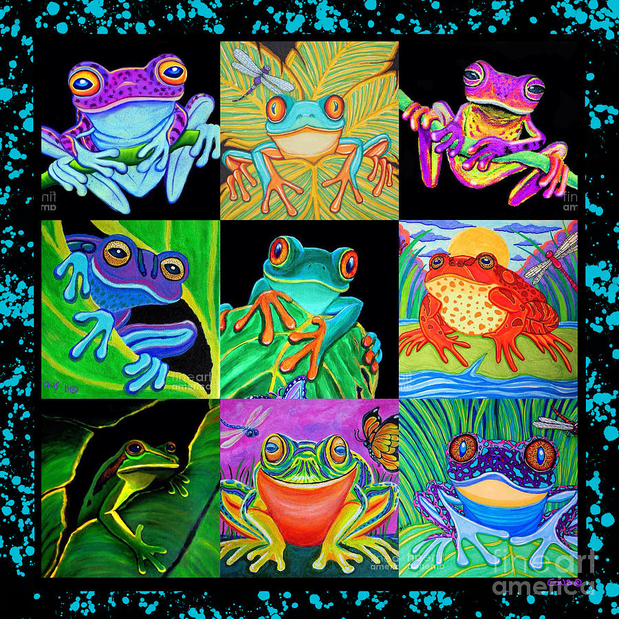 Frog Collage Painting by Nick Gustafson