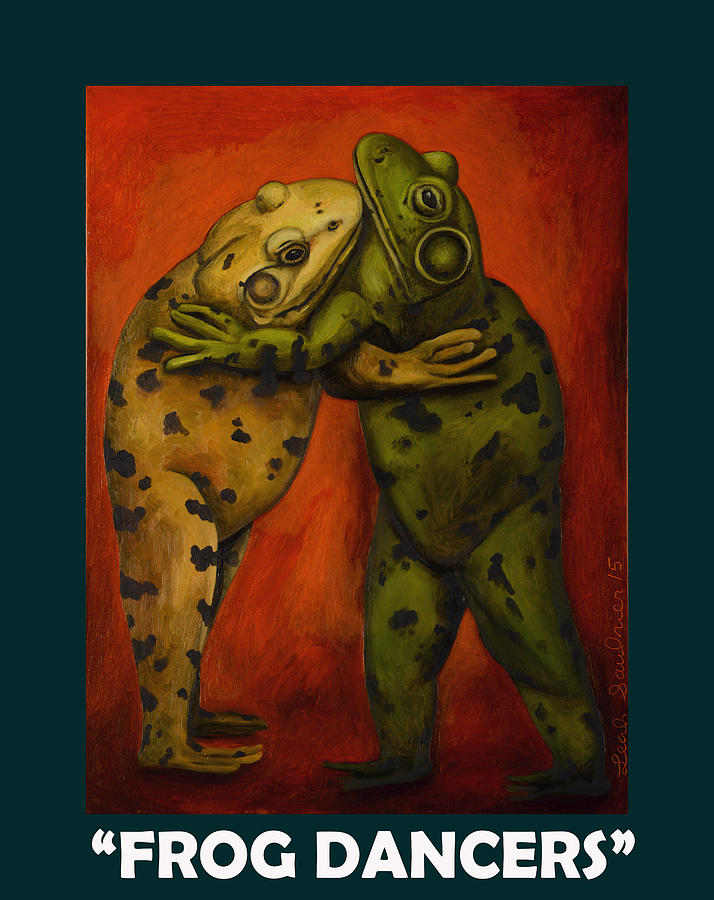 Frog Painting - Frog Dancers with Lettering by Leah Saulnier The Painting Maniac