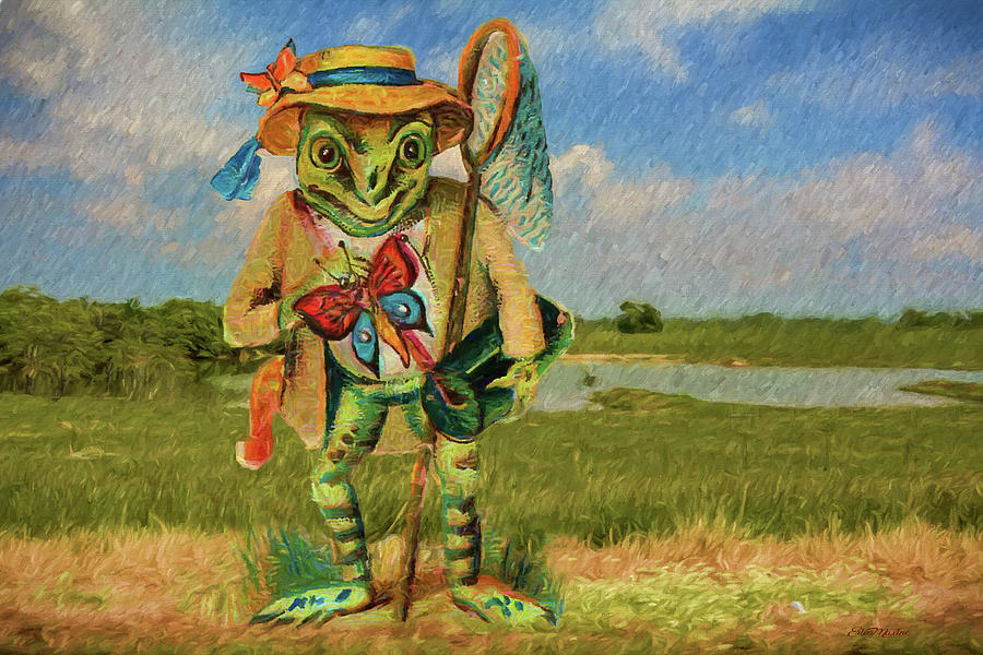 Frog Gone Fishing - Painting by Ericamaxine Price