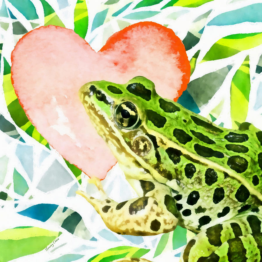 Amphibians Mixed Media - Frog In Love by Stacey Chiew