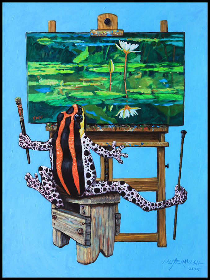 Frog Painting - Frog In Studio by John Lautermilch