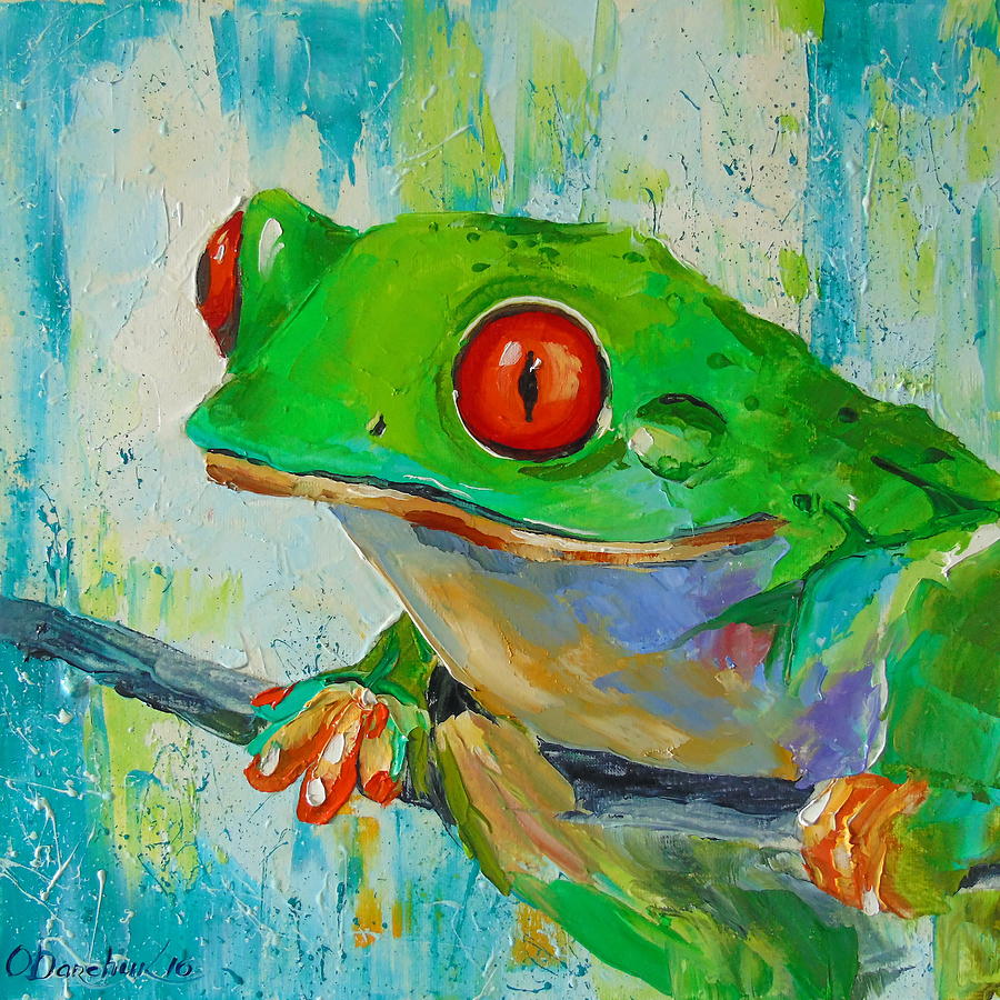 Рисунок лягушки гуашью