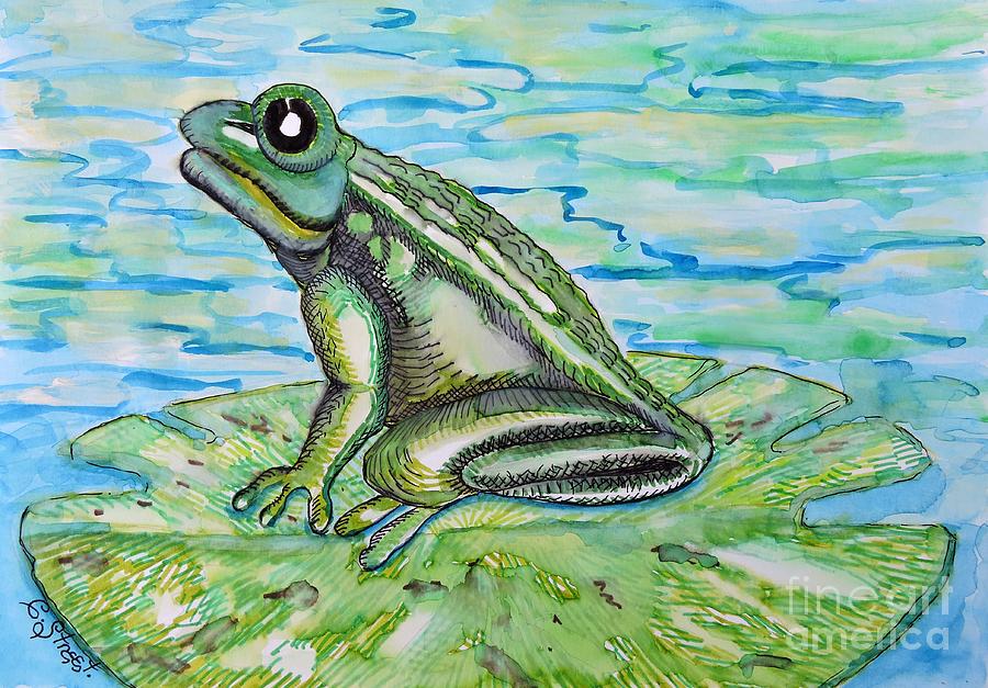 Frog On A Lily Pad Mixed Media By Caroline Street