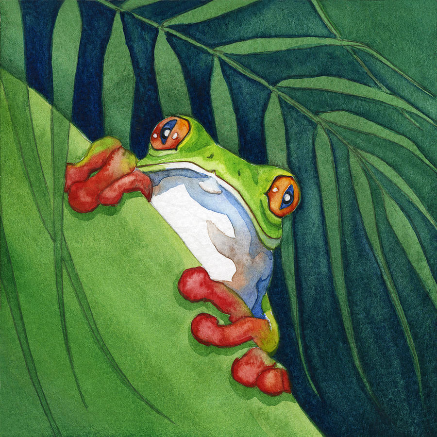 Frog On The Look Out Painting by Lyse Anthony