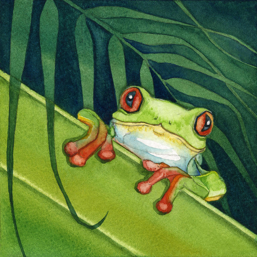 Frog Peek Painting by Lyse Anthony