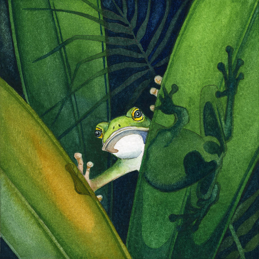 Frog Small Peek Painting by Lyse Anthony