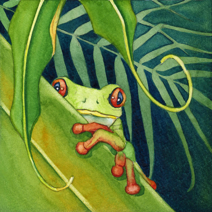 Frog The Timid One Painting by Lyse Anthony