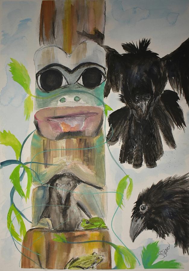 Frog Totem Painting by Susan Voidets