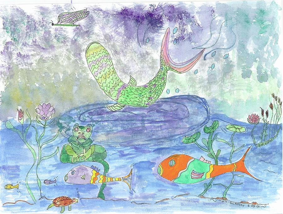 Froggy Delight and Fly Fishing Painting by Helen Holden-Gladsky