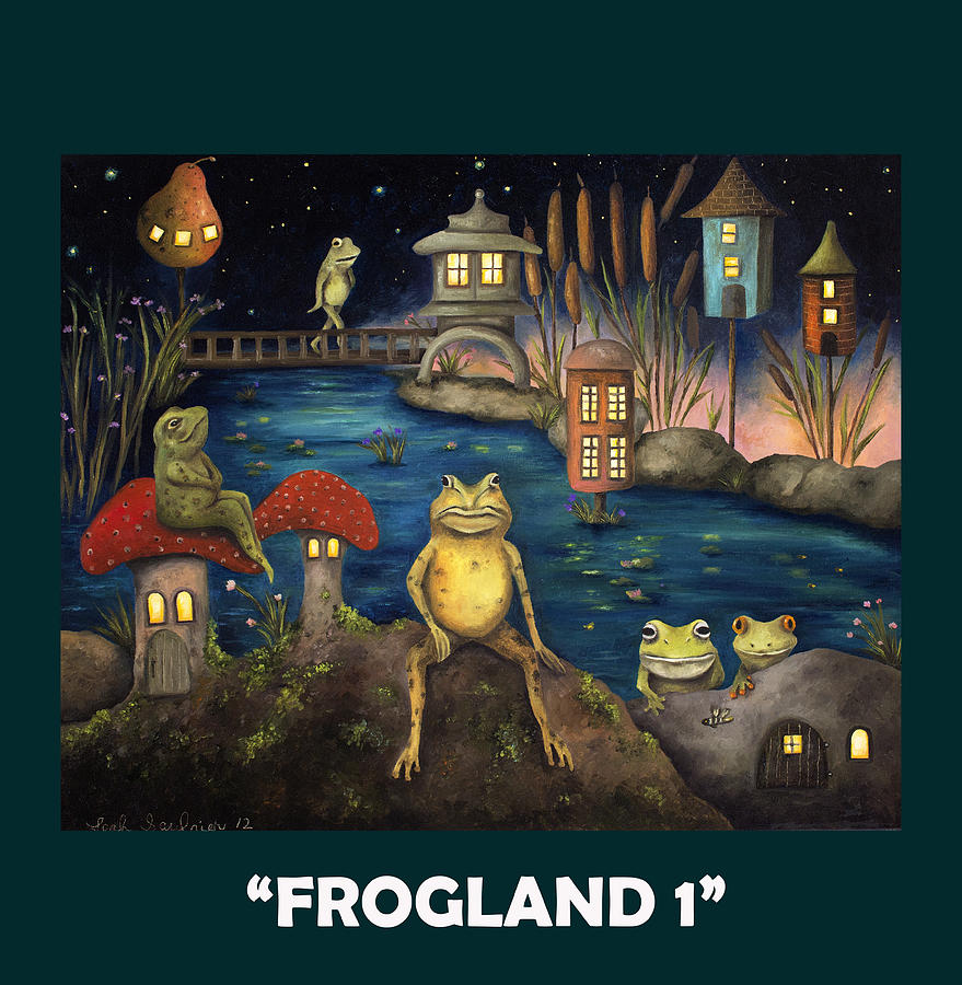 Frogland with Lettering Painting by Leah Saulnier The Painting Maniac