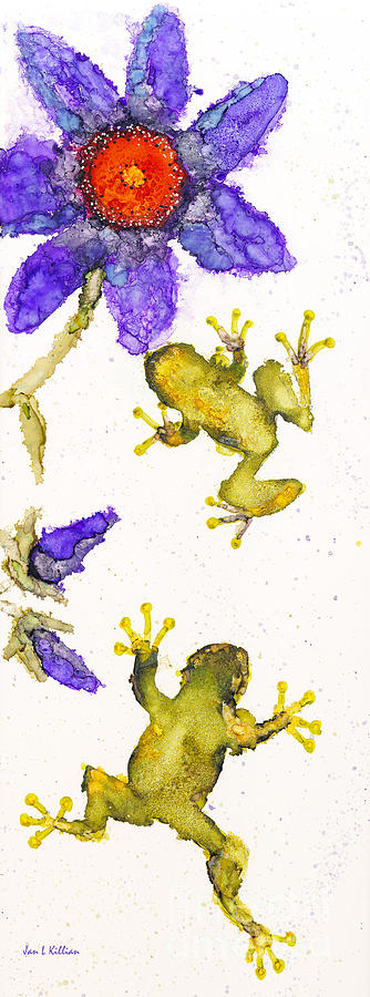 Frogs and Flowers Painting by Jan Killian